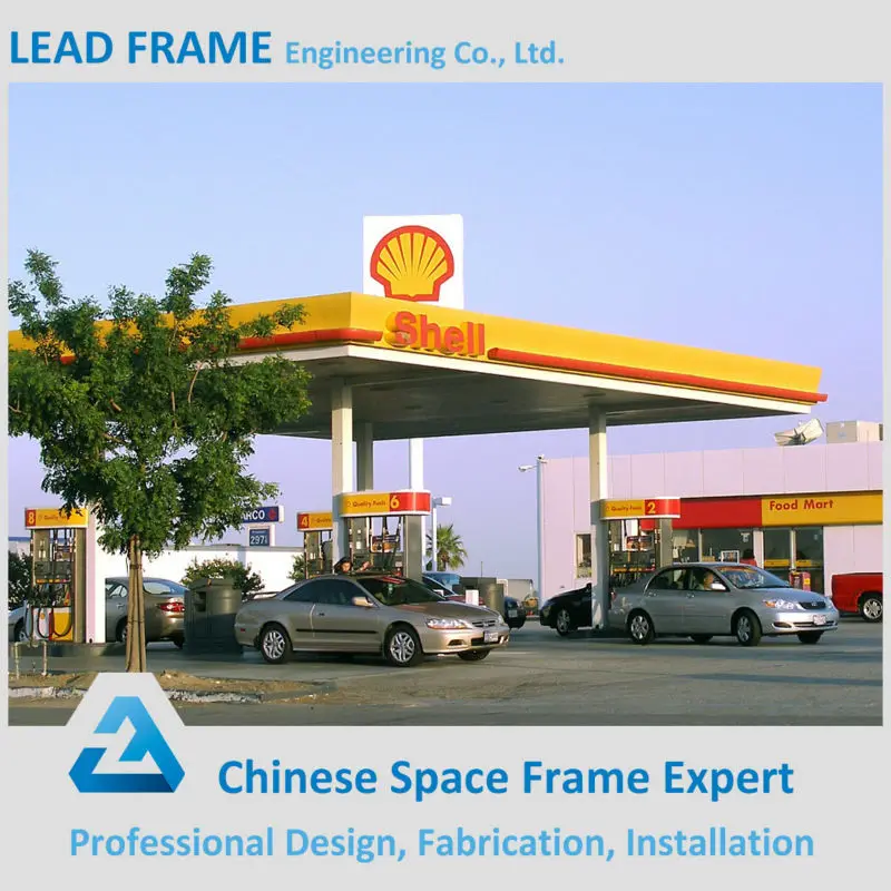 Steel Space Frame Framed Gas Station with Long Life Roof