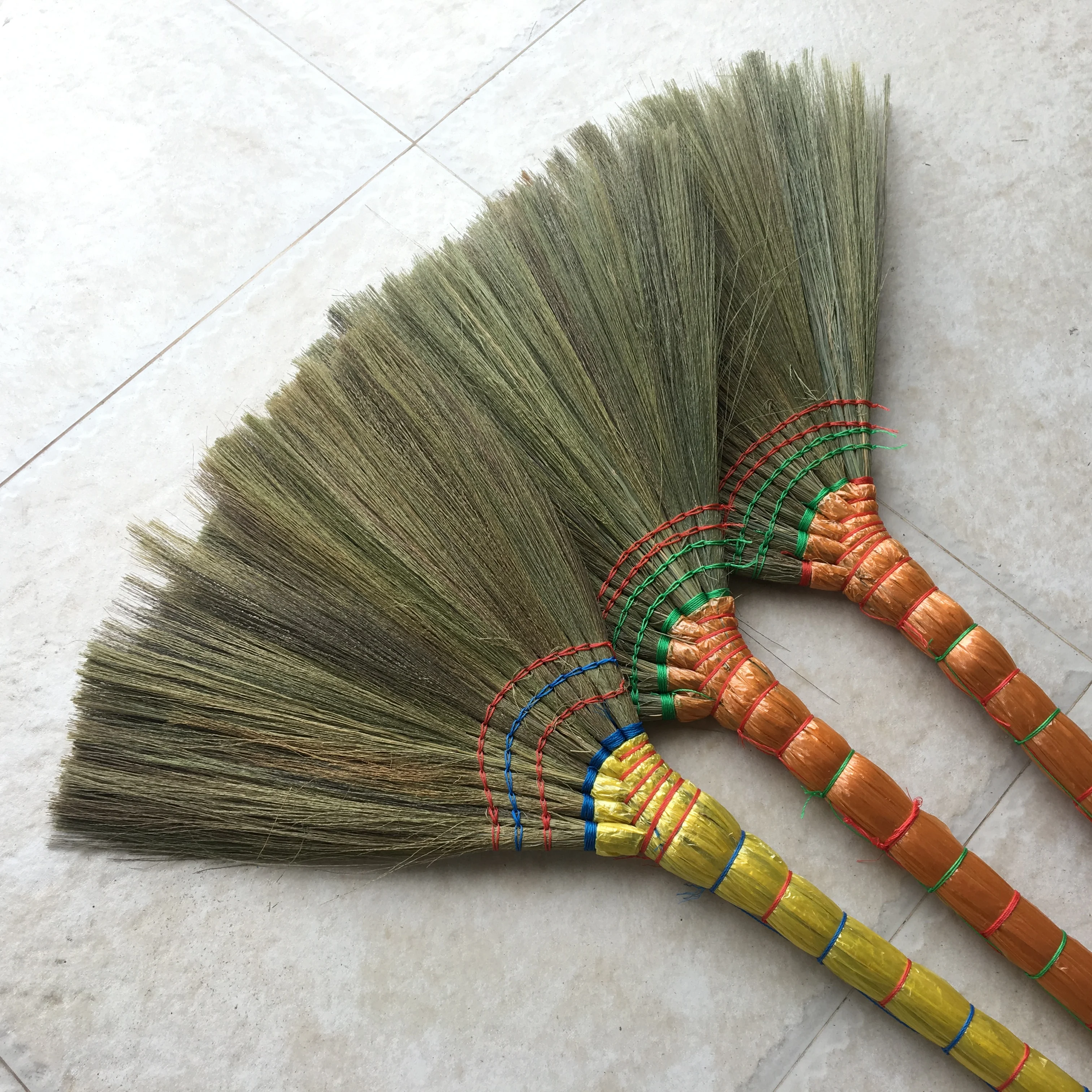 Nipa Natural Straw Grass Broom with wooden handle stick