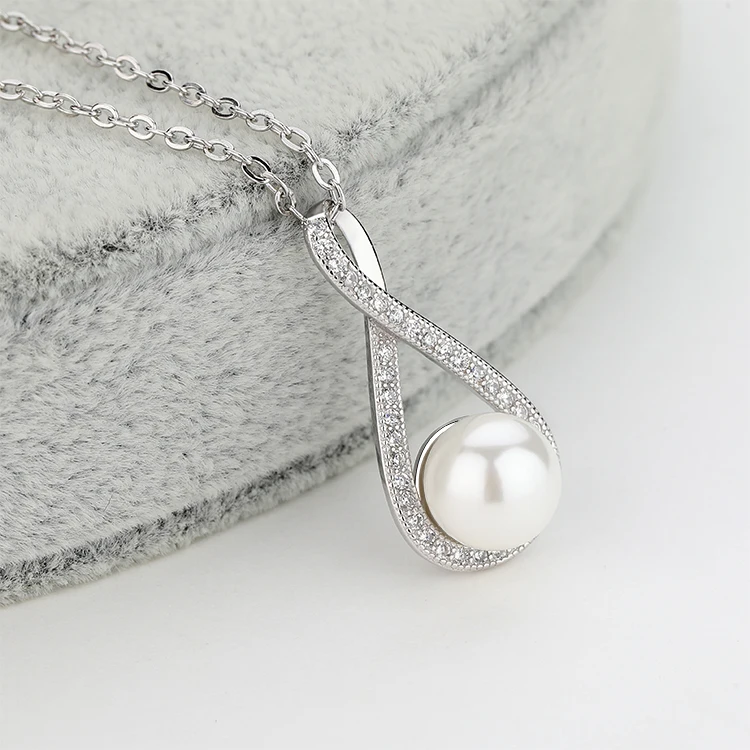 Custom High Quality 925 Sterling Silver Pendant Pearl Necklaces