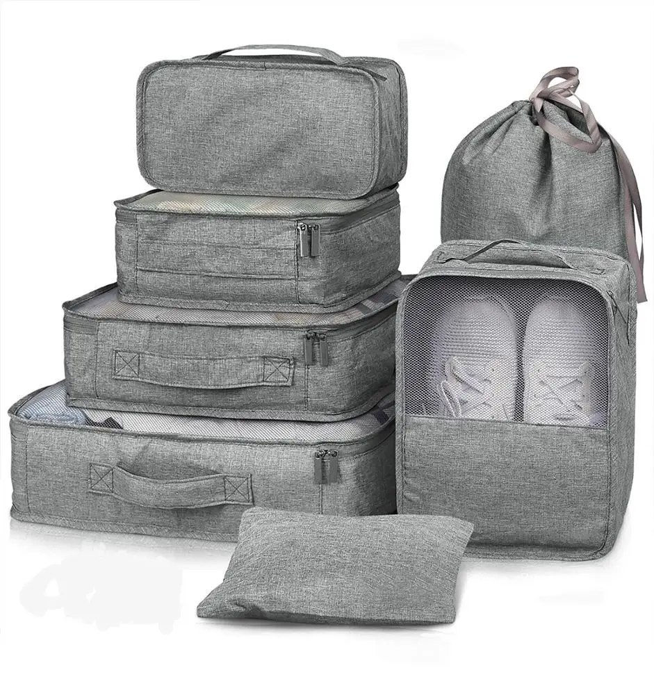 Private Label Water Proof 7 Pieces Travel Luggage Organizer Packing Cubes Set