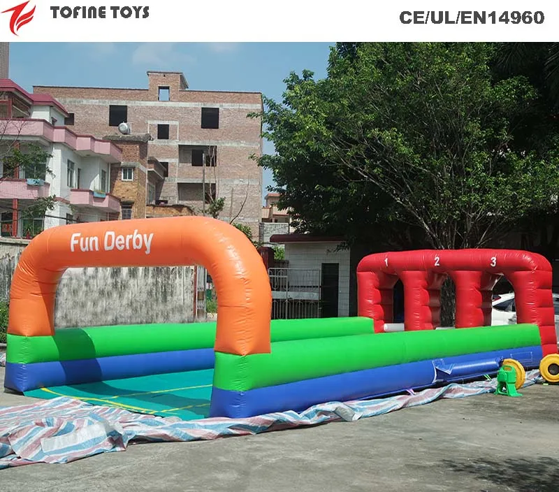 Fun Inflatable derby horse racing game inflatable Pony Hop racing inflatable horse riding for kids and adults