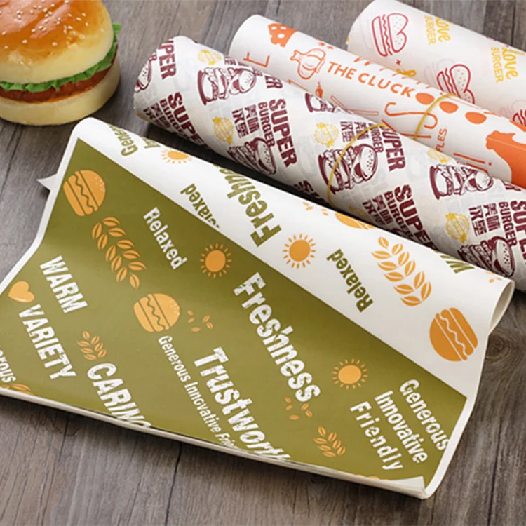 
Custom made grease proof burger tissue wrapping paper 