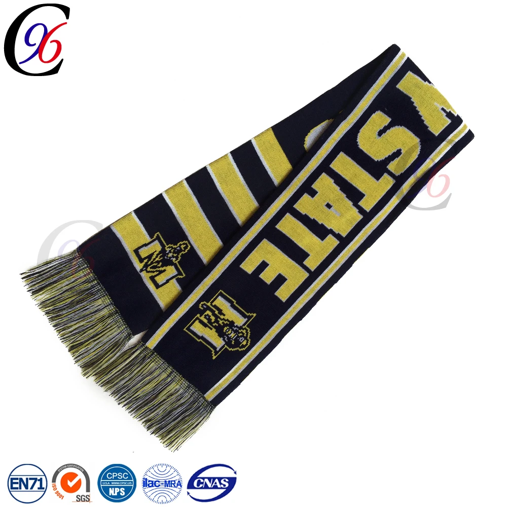 
Crochet winter football printed knitted embroidered scarf 