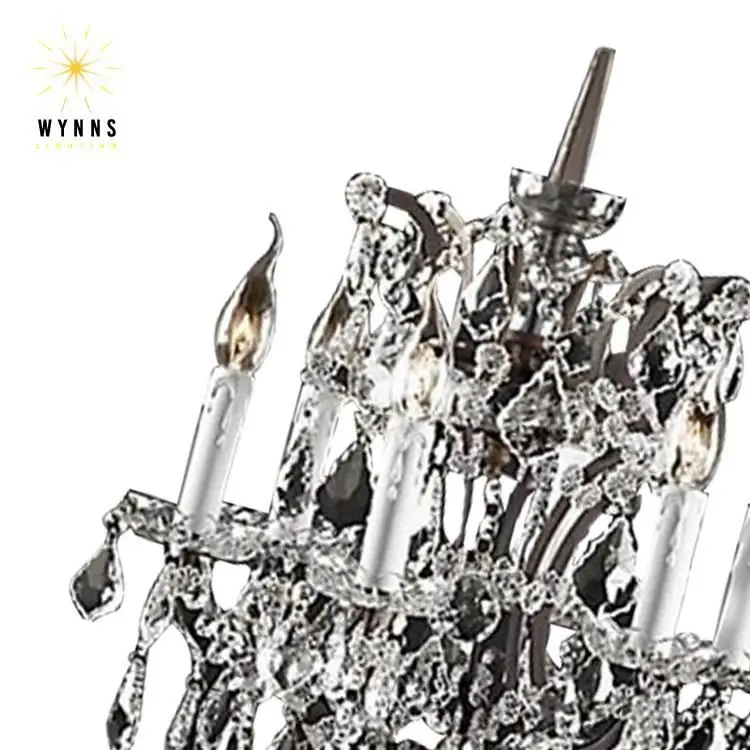 Rococo crystal desk chandelier lighting black iron clear K9 cristal table lamp decoration LED large desk lighting for dining