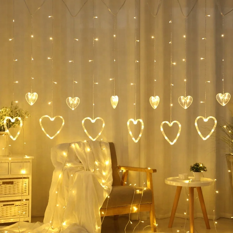 
 Новый знак Love Hearth Shape star led fairy light черный занавес для украшения помещений  