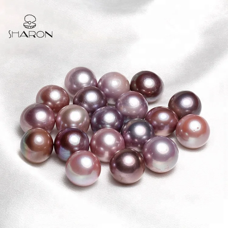 
For Real Pearl Necklace Making Sharon 15 16mm Huge Round Purple Natural Cultured Freshwater Loose Pearl Edison Pearls 