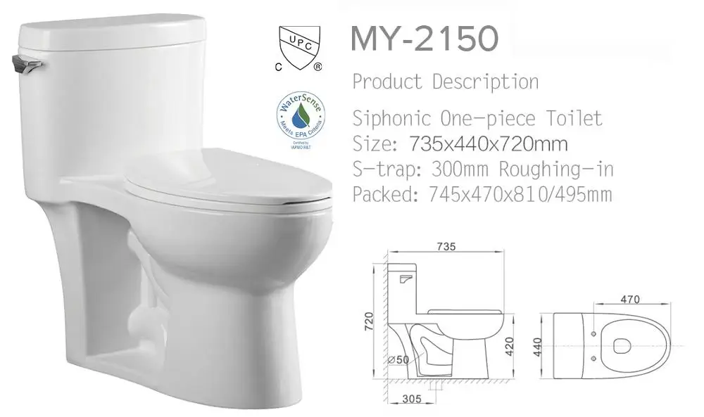 Chaozhou Sanitary Ware Manufacturer Side Push Button Design WC One Piece UPC Toilet