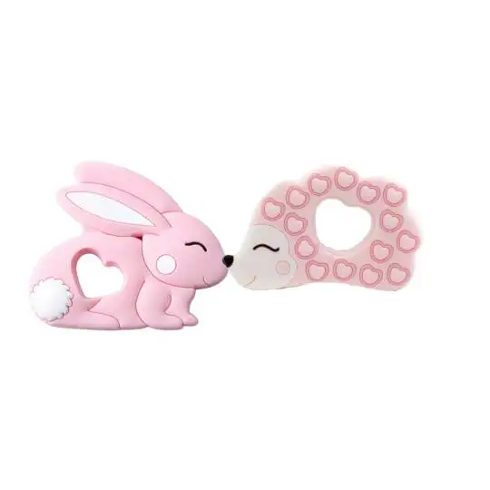 
Exclusive Design Silicone Rabbit Shape Necklace Pendant Baby Bunny Silicone Teether 