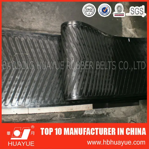 Ribbed pattern chevron endless V conveyor rubber belt