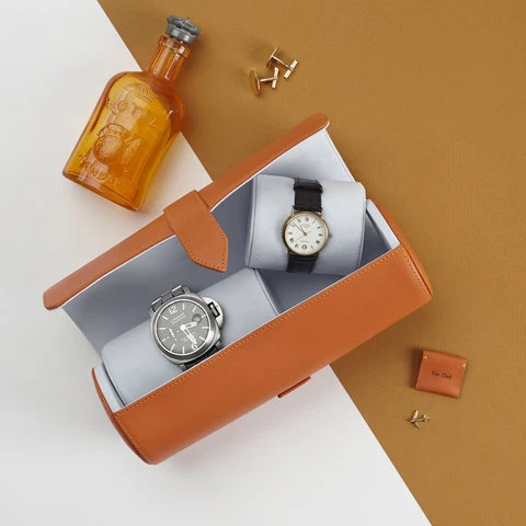 Luxury personalized smart custom genuine leather watch roll travel watch case for men