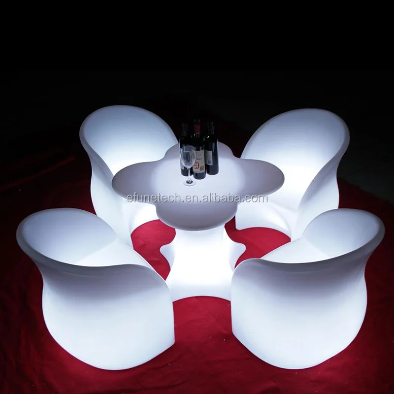 CE Rosh certificated glowing 16 colors plastic led restaurant table set illuminated led bar club led furniture