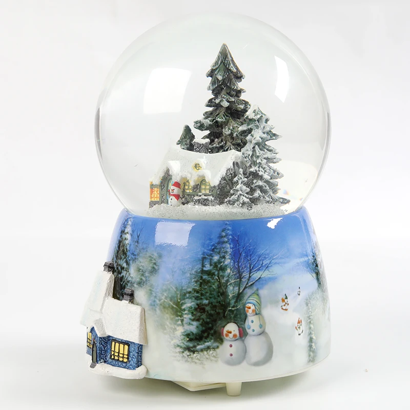 New style glass snow ball christmas gift clockwork music box