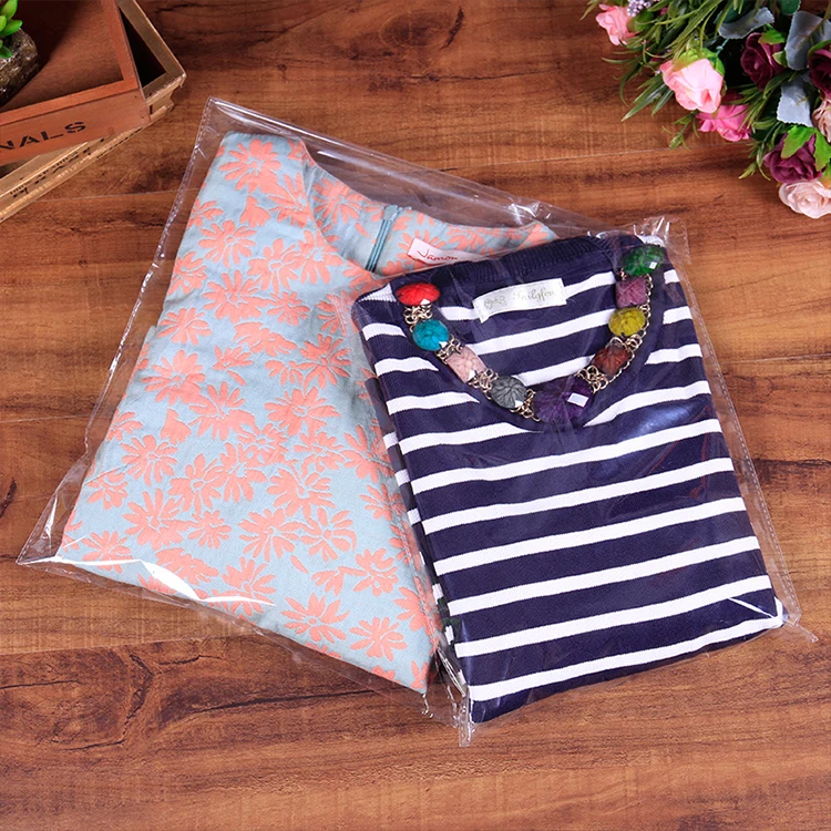 Custom T shirt Printing Packaging Bag With Self Adhesive Own Logo Clear Plastic Bag For Clothes