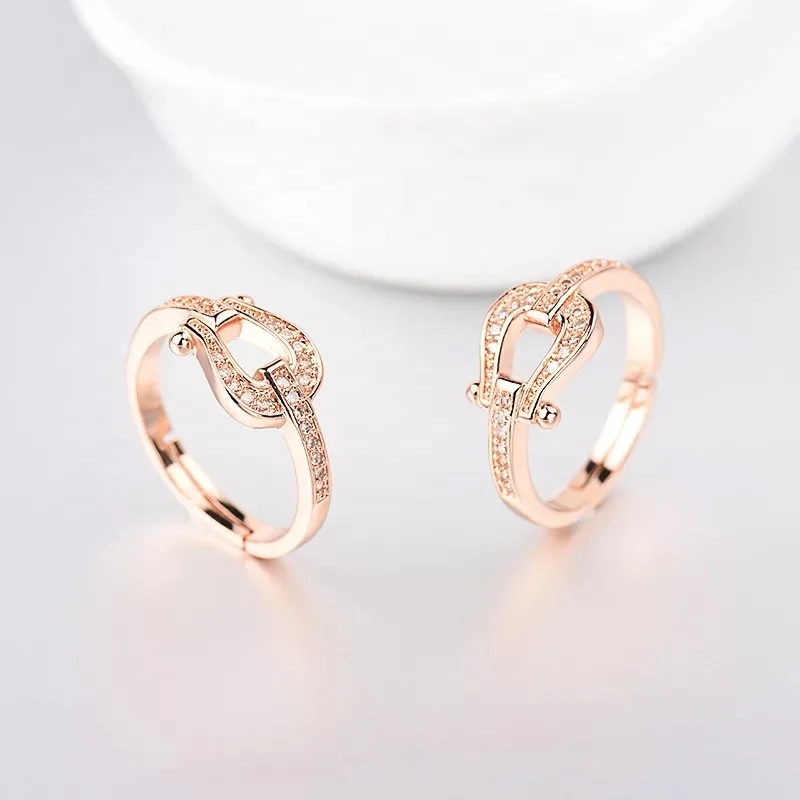 Hot Sales Promotion One Size Fits All Copper Adjustable Rings Simple Love Diamond Ring for Girls