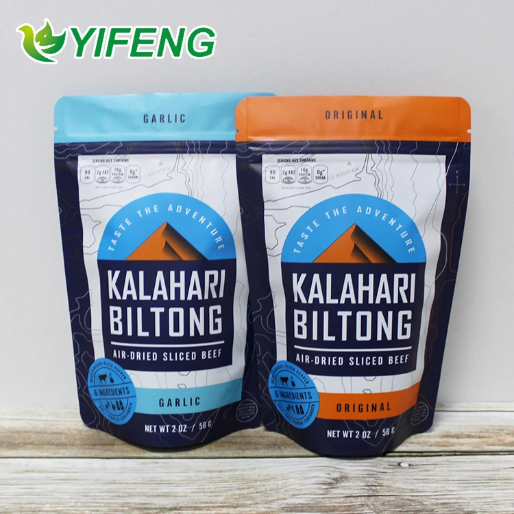 Custom Printing Packaging Designing Plastic Nylon Pe Vacuum Food Foil Stand Up Zipper Beef Jerky Bags
