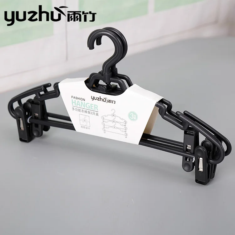 Plastic Hangers OEM Unique Design for Closet Black Multi-functional Plastic Clothes Hanger Coat Hanger