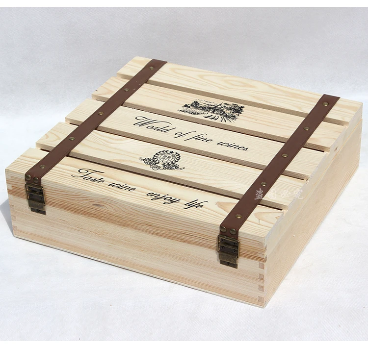 Wholesale Custom Unfinished Wood Wine Gift Boxes Storage Carrying Case