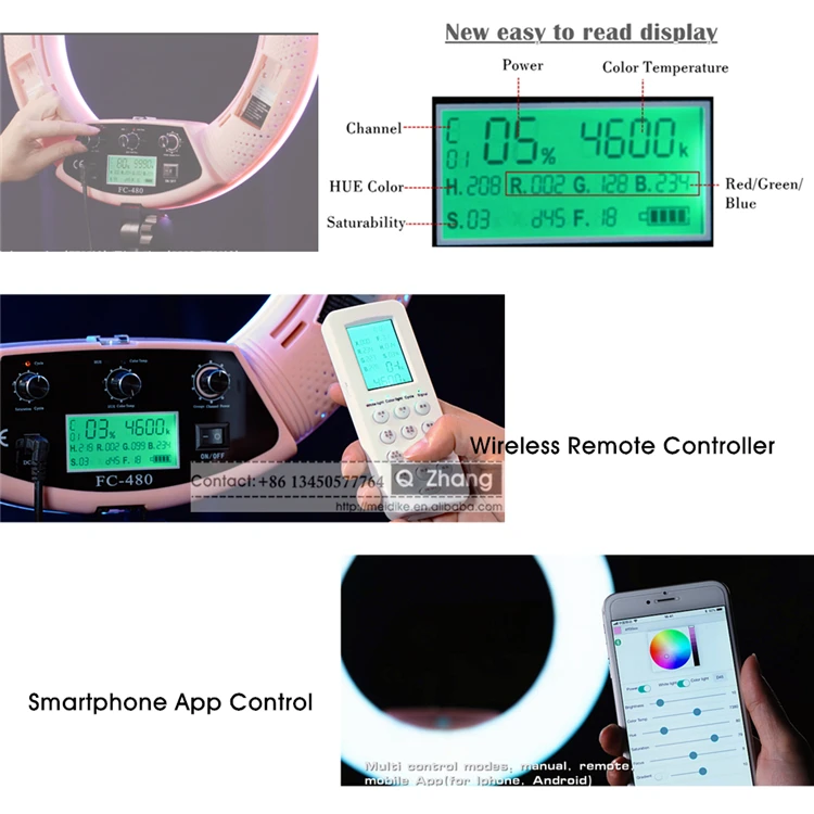 Yidoblo одобренный CE FC-480 RGB для видеостудии фотографии кольцо света с функцией подставки и точность цветопередачи CRI 95 18 дюймов дистанционного Ringlight 2800k-9990k