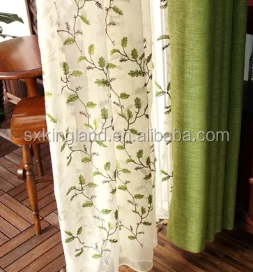 Special design sheer voile embroidery curtain fabric in keqiao supplier