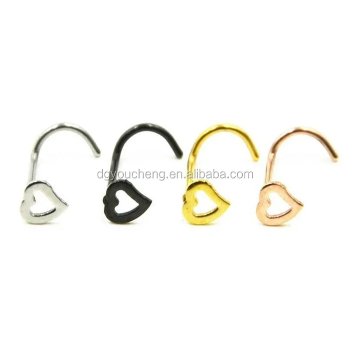 Surgical Steel Nose Screw Heart Nose Piercing