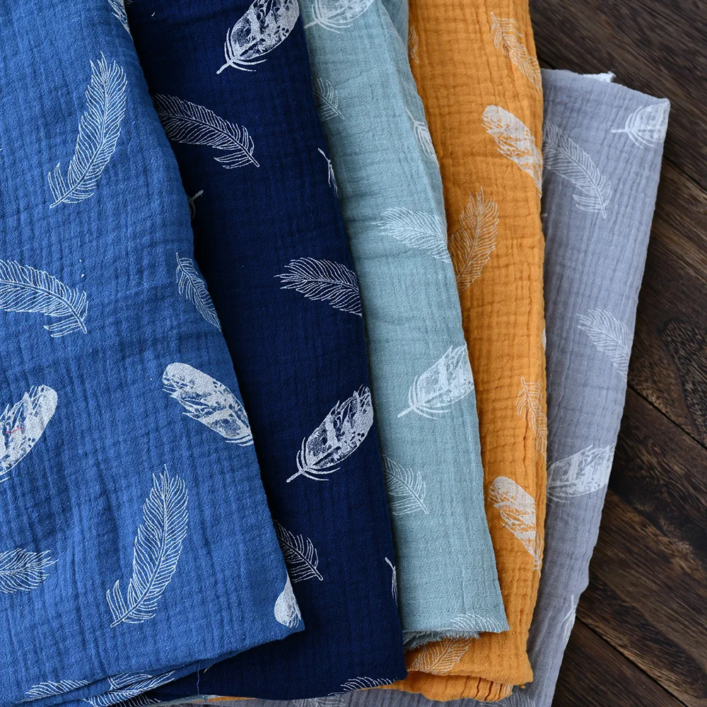 Leaves series easy to sew ultra soft 100% cotton patterned muslin printed fabric for baby
