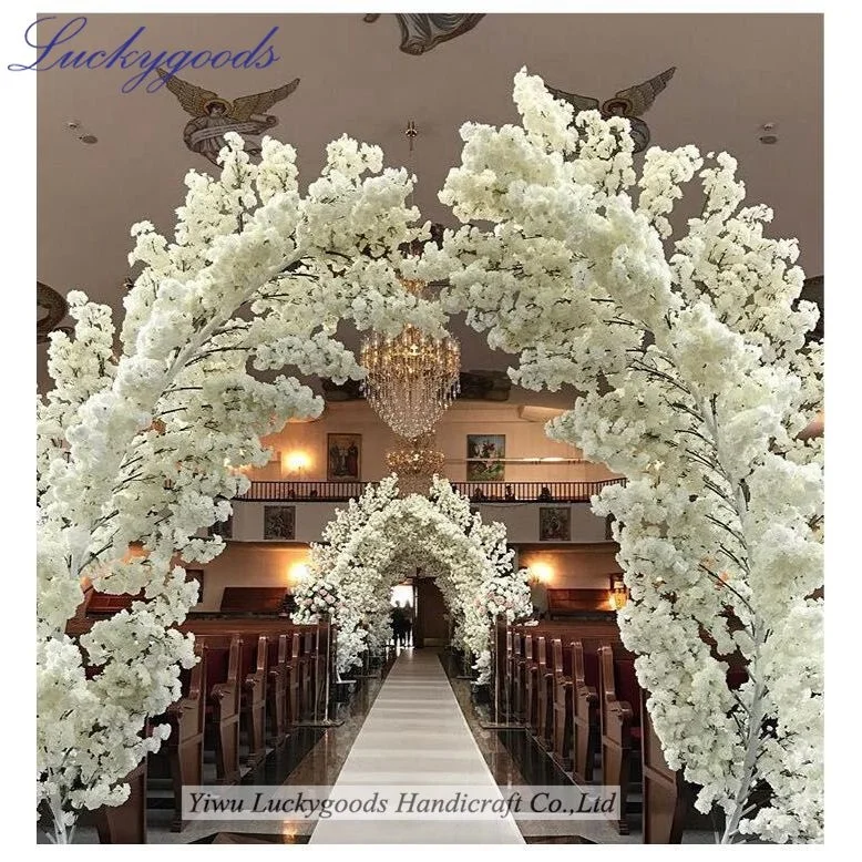 LG20190617-1 Wedding flower arch backdrop Elegant pink peach blossom flower tree backdrop wholesale