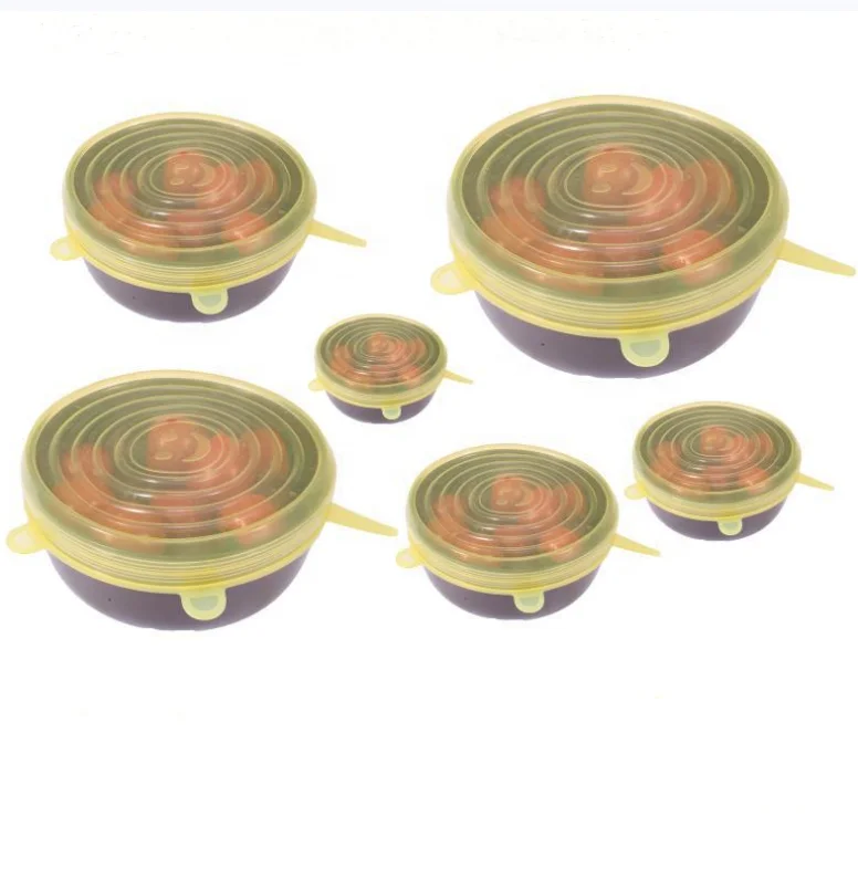 Hot selling 6 Pack Various Sizes Reusable Silicone Stretch Lids
