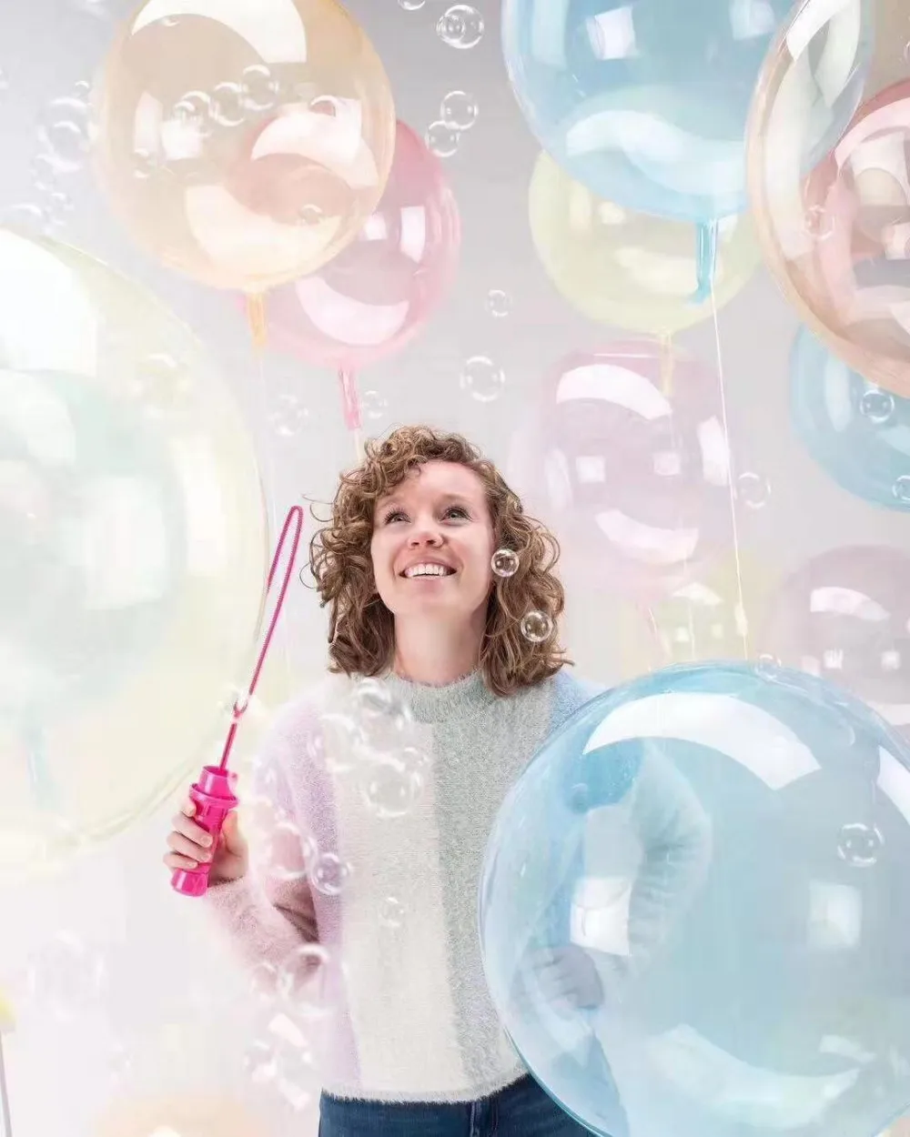 TF Newest Crystal Colored Bobo Balloons Color Bubble Balloons Ins Hottest Products Orange bobo balloon blue pink green yellow