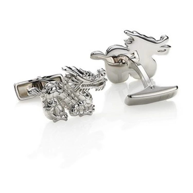 Hot Selling Chinese Dragon Shape Rose Gold Cufflinks With Logo Characters Cufflinks