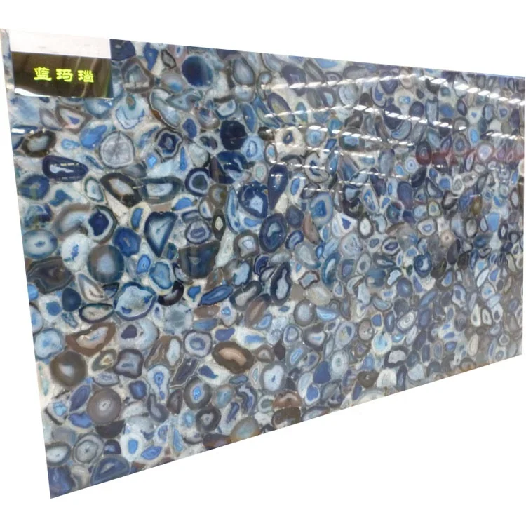 Luxury decoration onix agate stone ceiling slab panels onyx marble blue