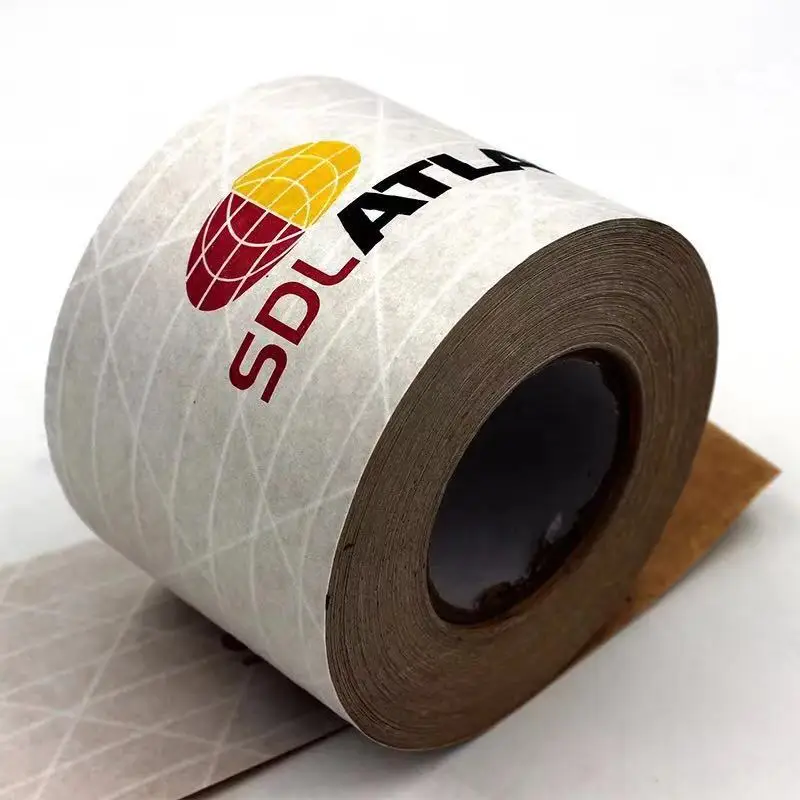 Custom Logo Printed white kraft Paper Packing Sticky sealing Tape