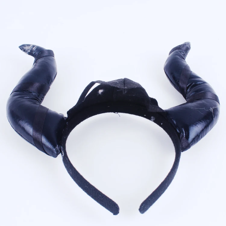 Plastic Red devil horns cute head wear with black feather felt cloth for children cosplay