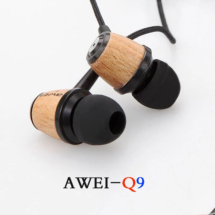 AWEI ES-Q9 ODM New Model No Brand 3.5MM Jack Wood Wired Headphones Without Mic