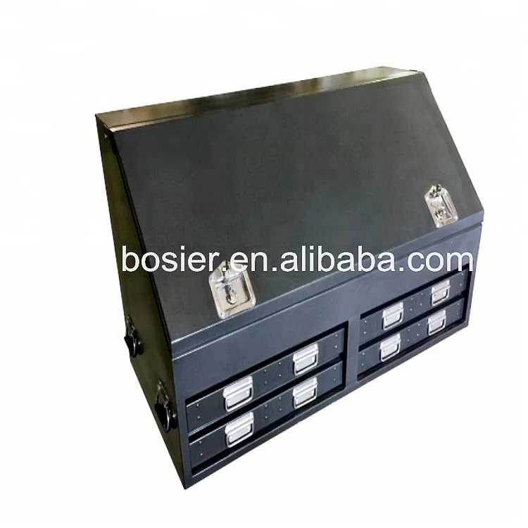 Upright Truck Ute Steel Tool Box 1300mm Ball Bearing Slide T-bar Lock Black