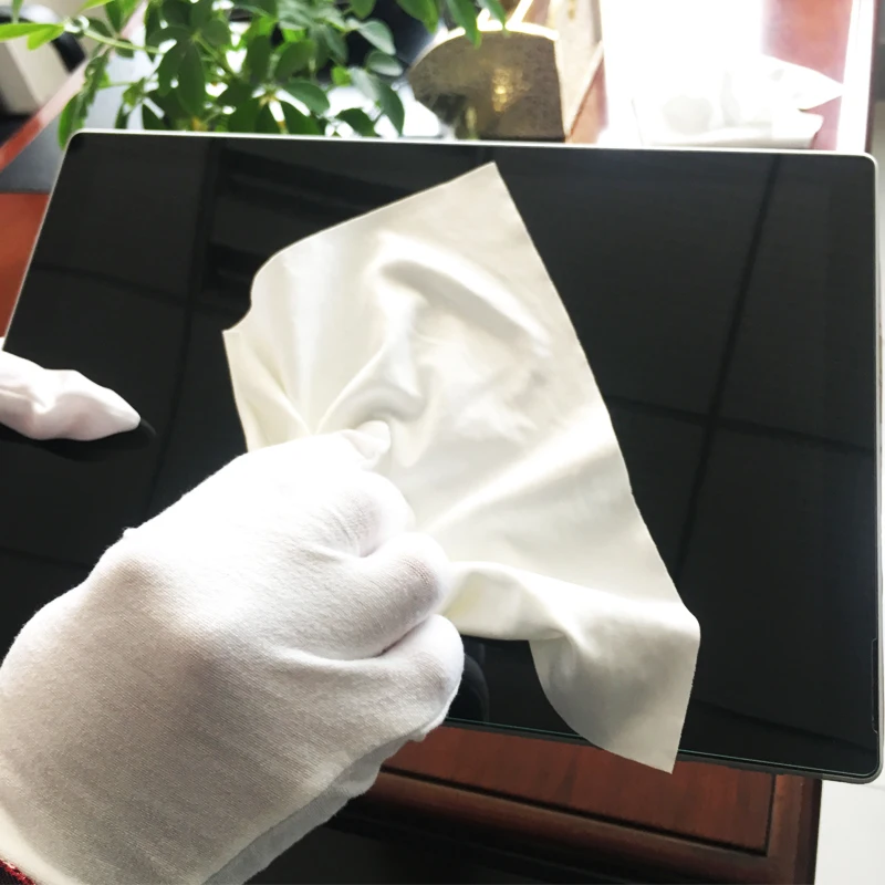 4x4 inch Laser Cut Clean Room Polyester Dry Wipes 120gsm