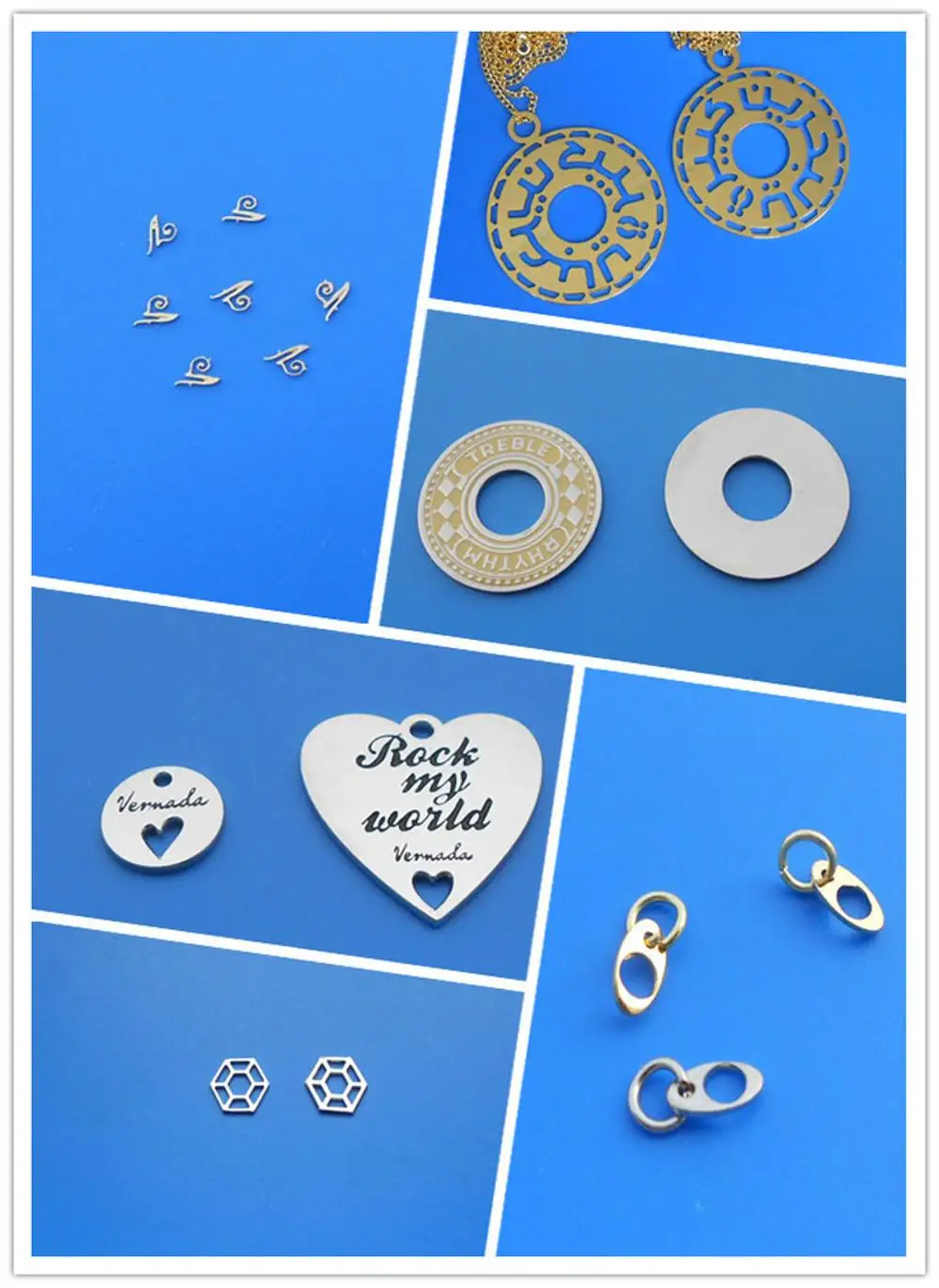 
Bend silver gold metal laser logo curving jewelry tags with two holes 
