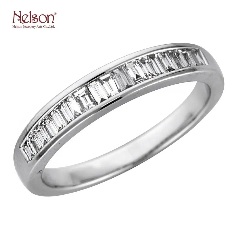 
2021 Nelson Jewellery Best Selling Sparkle Love 18K 750 White Gold Natural Baguette Diamond Anniversary Eternal Ring For Women 