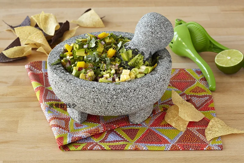 
6inch / 8inch molcajete stone mortar and pestle herb and spice tools garlic pepper grinder granite mortar mexico 