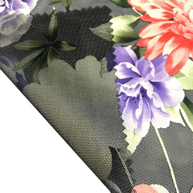 Fashion pattern 100% Polyester 3D Foil Printing Mesh Digital Foil Printed Fabric