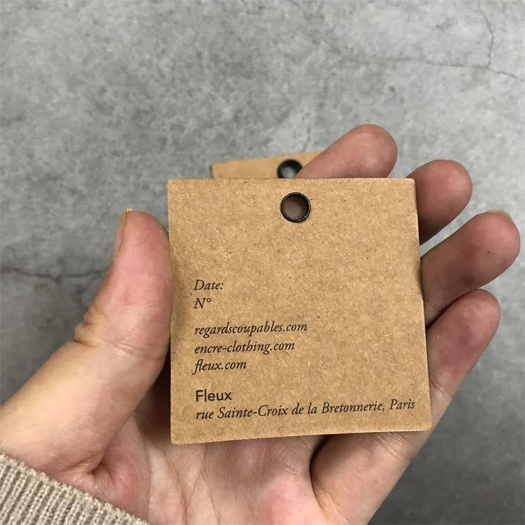 Пользовательская одежда, переработанная Экологически чистая коричневая ушко, ярлык из крафт-бумаги