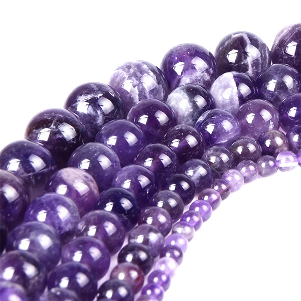 High quality Purple Color Amethyst Beads DIY Loose Natural Stone Beads for Jewelry Making 4-12mm size
