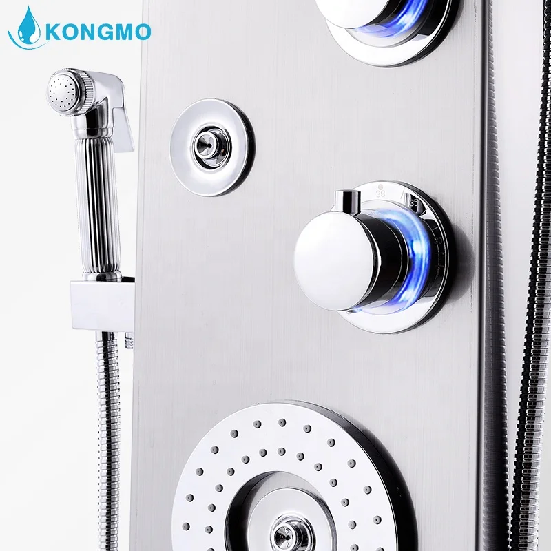 
Newly Luxury Brushed Bathroom Shower Faucet LED Shower Panel Column Bathtub Mixer Tap With CE certificate 