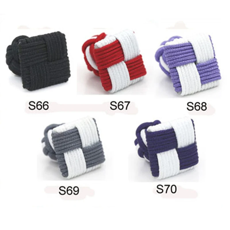 Запонки из вязаной ткани от китайского поставщика, запонки с квадратным шелковым узлом, эластичная веревочная манжета