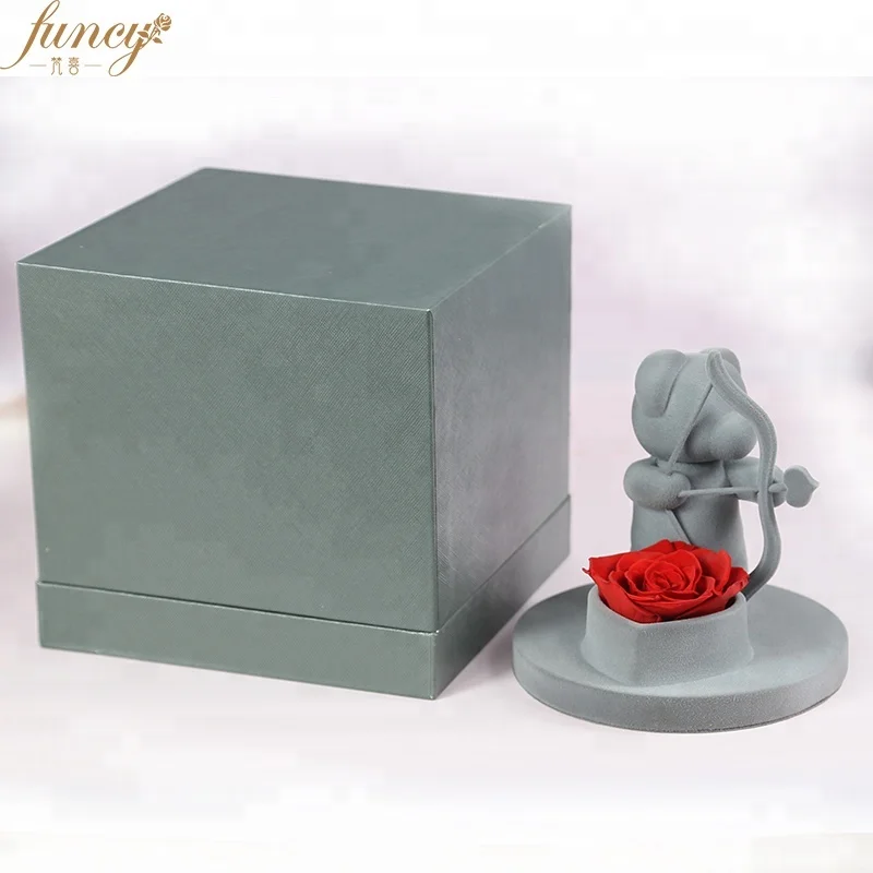 New Product Ideas 2018  Teddy Bear With Rose Valentine Day Gift Preserved Flower Rose Bear