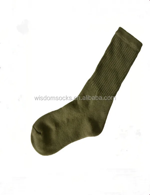 custom logo Jungle Green sport boot cotton anti fungal army green socks
