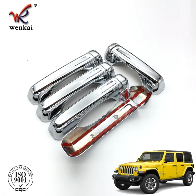 Car Auto Accessories ABS Plastic 10Pcs Chromed Door Grab Tailgate Handle Cover For Jeep Wrangler JL 2018 2019