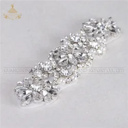 Stock flower rhinestone applique hotfix rhinestone trim rhinestone wedding trim