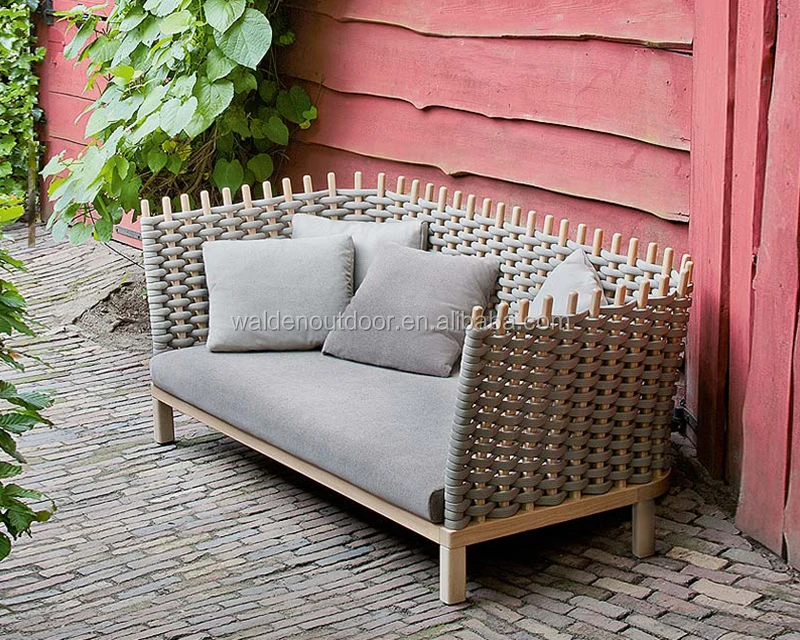 2019 Walden high quality wood rope weaving sofa lounge outdoor furniture