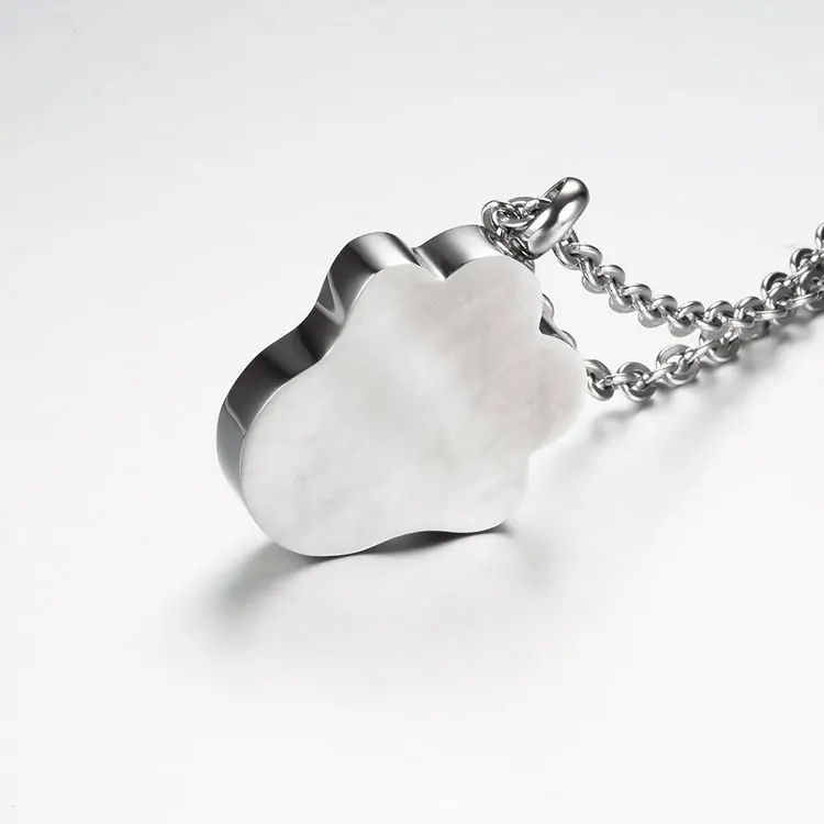 Wholesale Waterproof Stainless Steel Pet Ash Pendant Keepsake Urn Paw Pet Memorial Urn Necklace