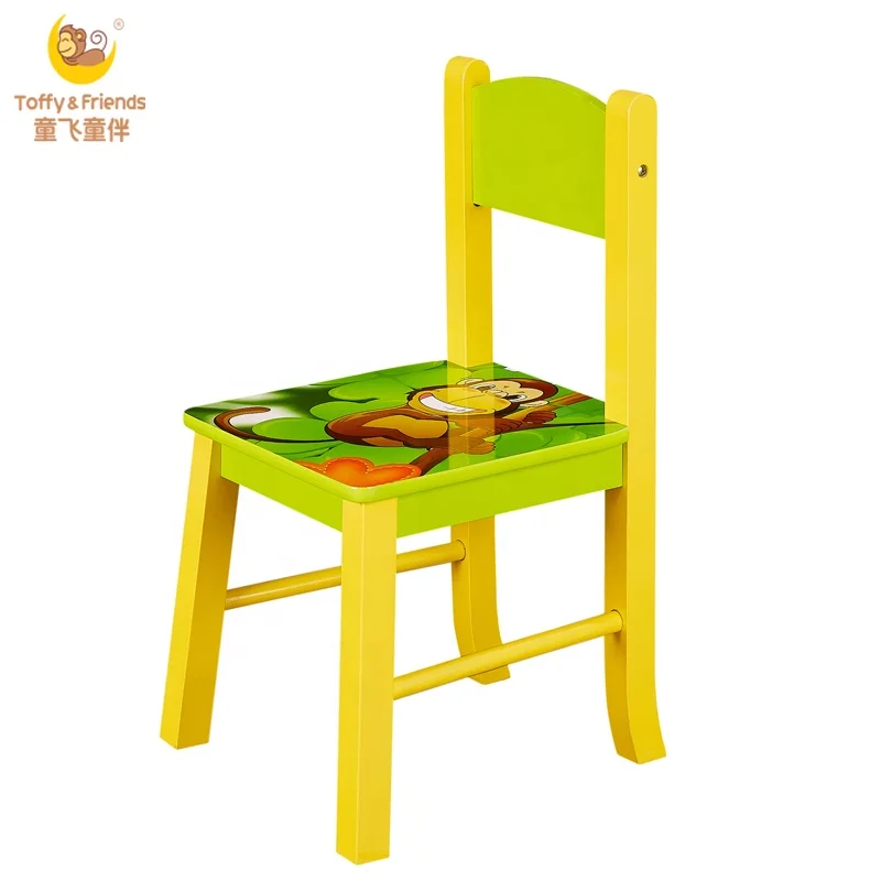 Toffy & Friends wooden kids square table two chairs set in Jungle design